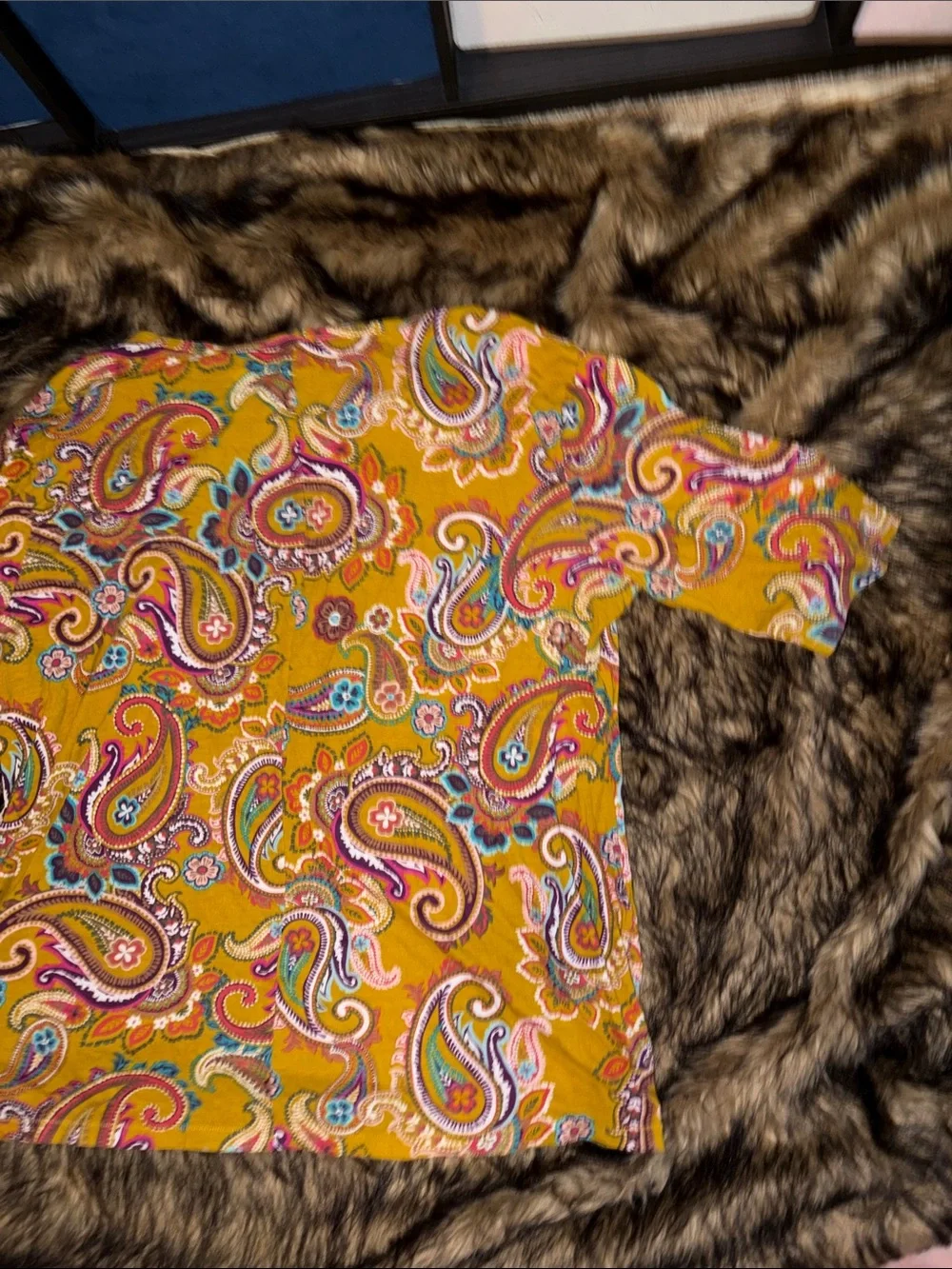 Terra & Sky Women's Colorful Paisley Short Sleeve Boho Casual Top Size 2X